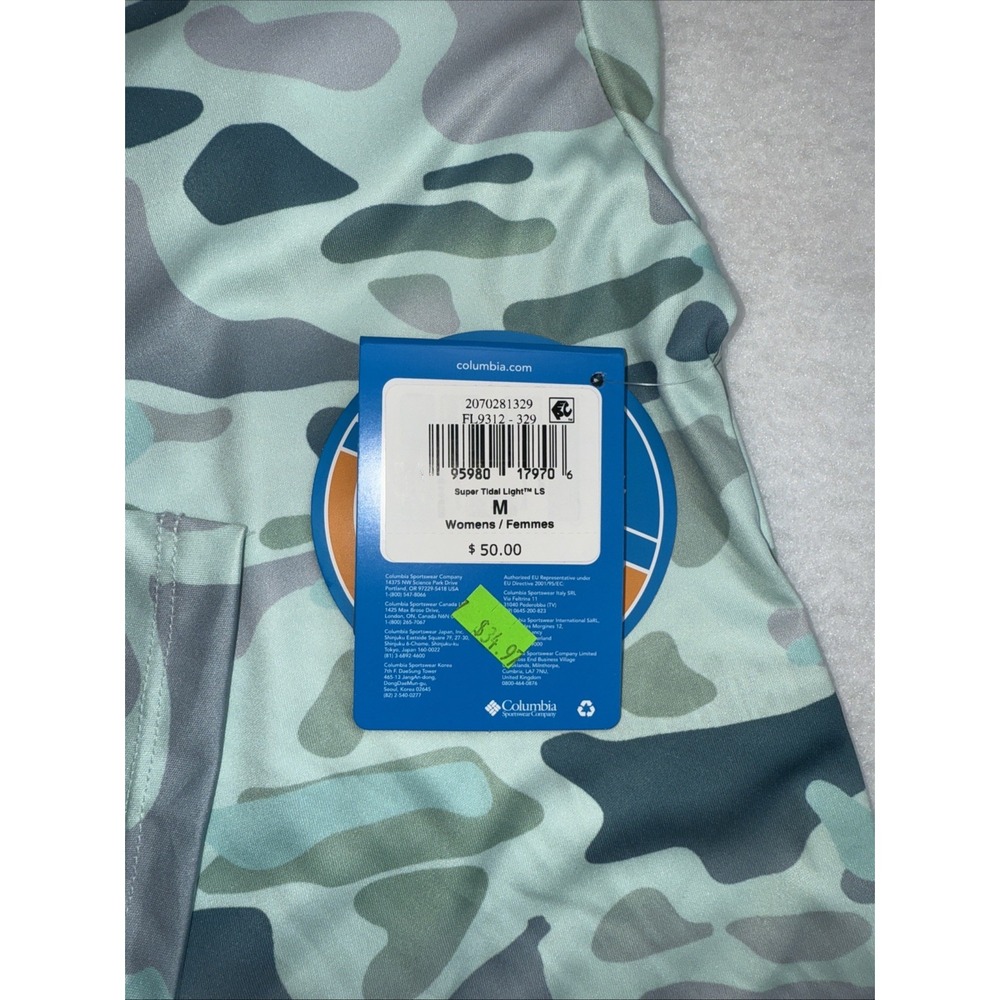 Columbia Women's Long Sleeve Camo Tee in Light Green and Gray - Picture 4 of 8
